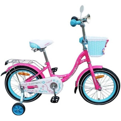 Детский велосипед Favorit Butterfly 18 (розовый/бирюзовый, 2019) с , клаксоном, корзиной
